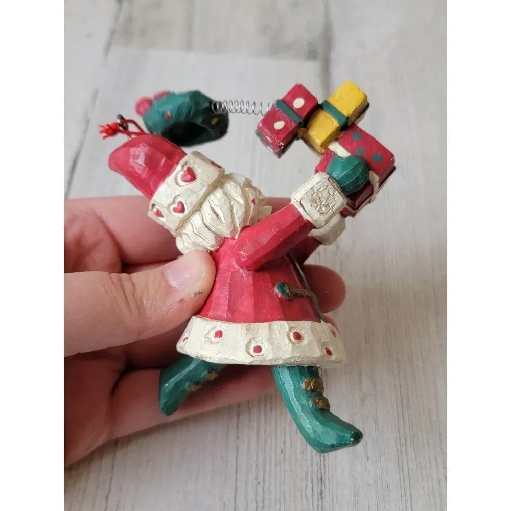Folk art Santa Claus‎ wreath spring gifts ornaments rustic Xmas decor
